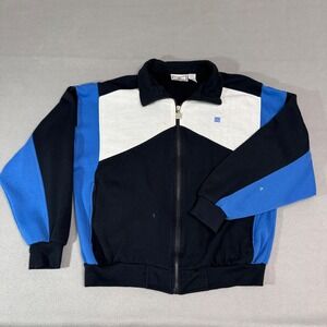 Givenchy Track Jacket Mens Large Black Blue Colorblock Vintage Full Zip Casual *